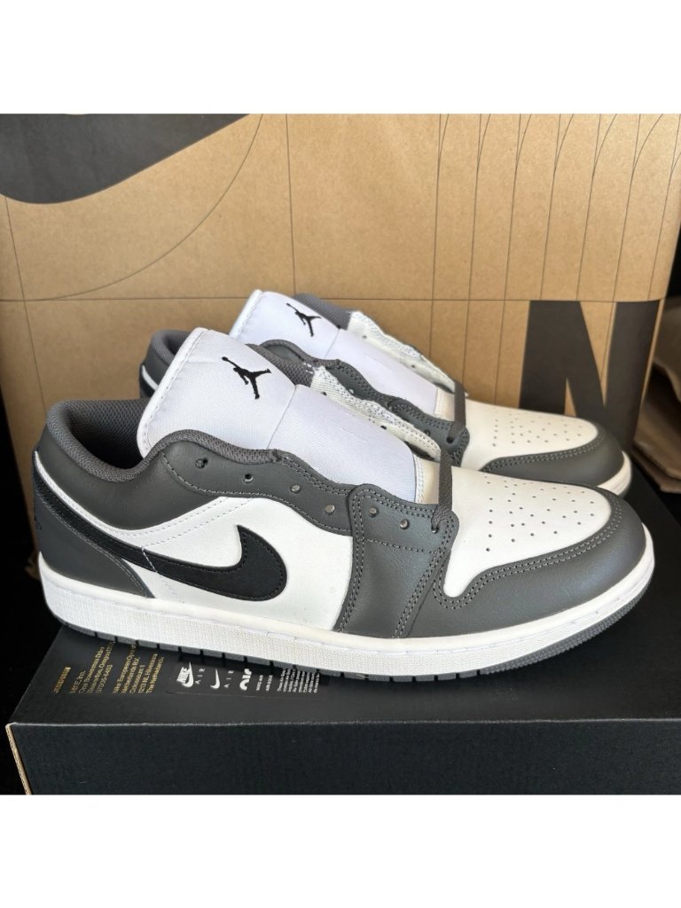New Nike Air Jordan 1 Low Men's Size 11.5 White/Black Iron Grey 553558 152
